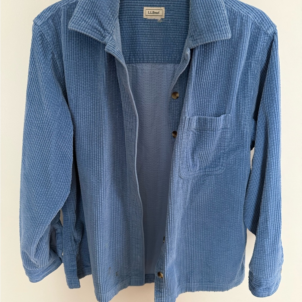 Vintage 90’s L.L. Bean Women's Blue Corduroy Button Down Shirt